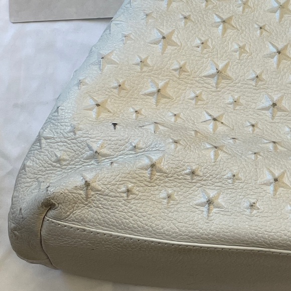 Jimmy Choo Cream Leather Star-Embossed Tote with Black Handles - Picture 3 of 8